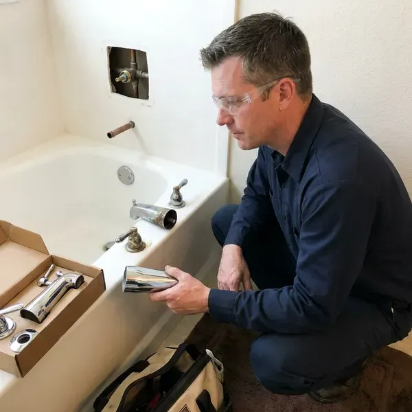 CHV Plumbing technician providing bathtub faucet replacement in Dearborn, MI