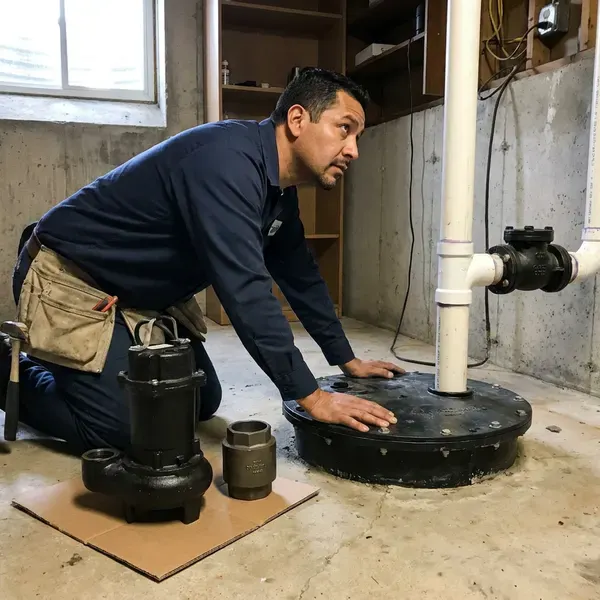 CHV Plumbing technician providing sewage ejector pump installation in Detroit, MI